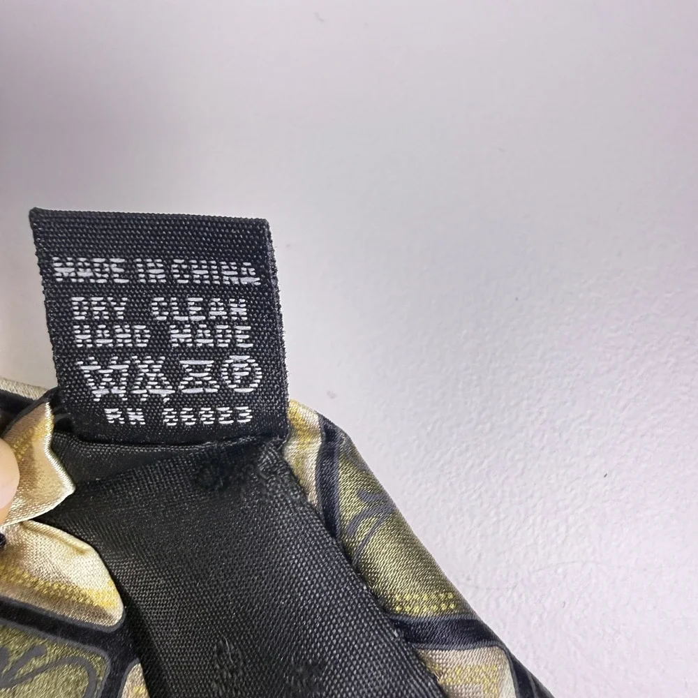 Bergamo New York Mens Handmade Pure‎ Silk Necktie Olive Green Gold Geometric